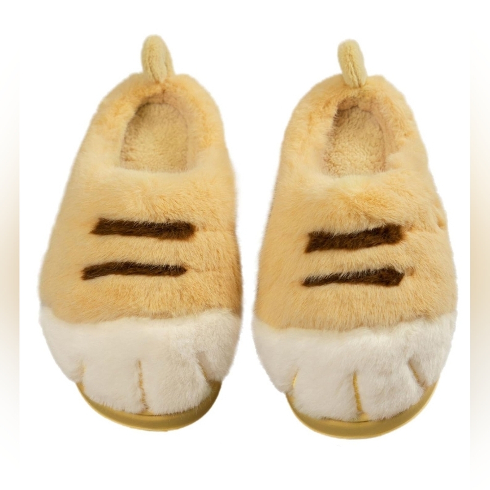 Cat Paw Slippers for Women & Girls US 10–11 | Fuzzy Plush Kitty Paw House Shoes
